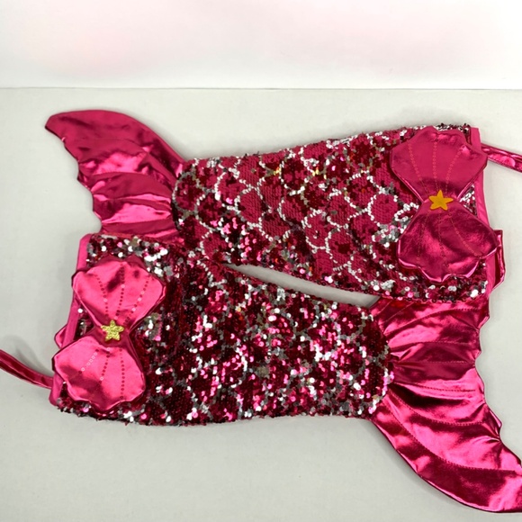 2 Holiday Time Girls pink/mermaid tail sequin themed Christmas Holiday stocking - Picture 6 of 10